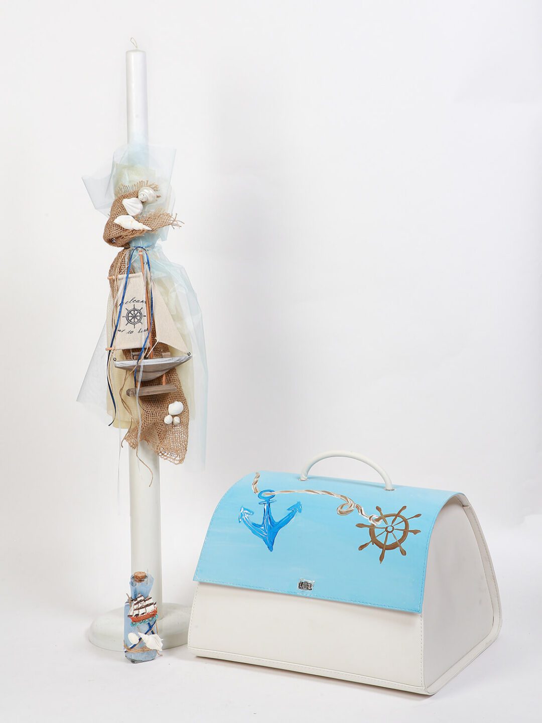 Βαλίτσα δερματίνη με ναυτικό θέμα
