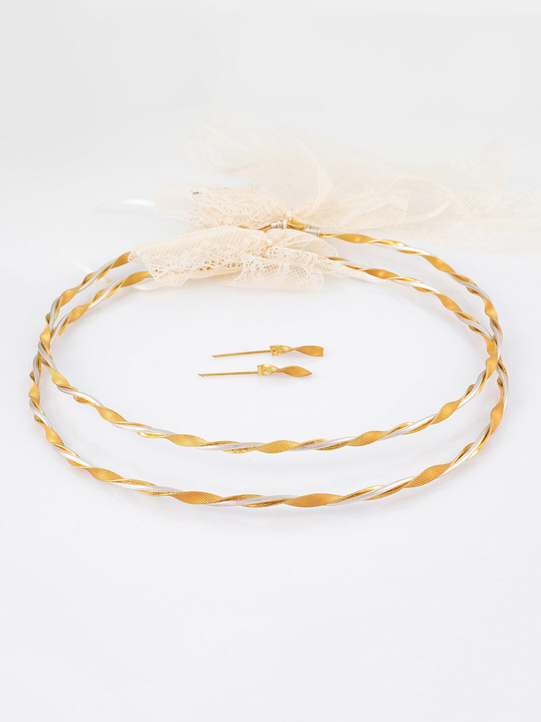 Στέφανα Γάμου με διπλή λεπτή βέργα με ασημί και χρυσό