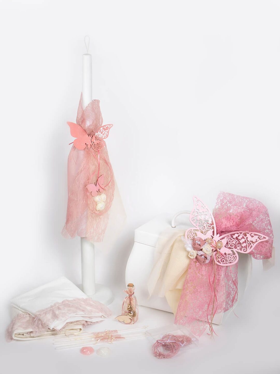 Σετ βάπτισης βαλίτσα δερματίνη πεταλούδα