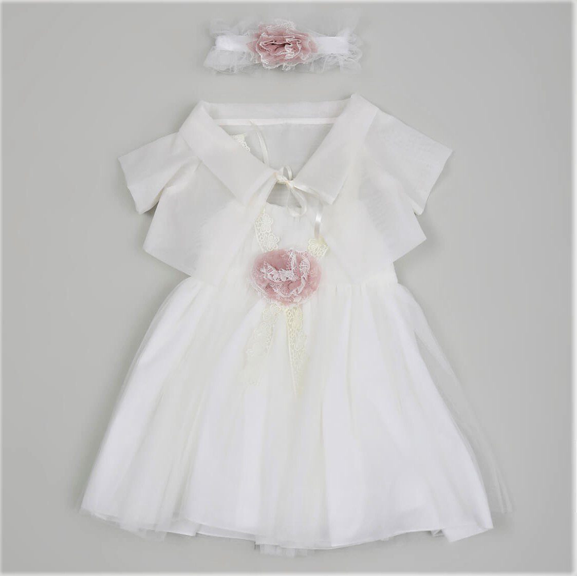 Βαπτιστικό φόρεμα Makis Tselios από γαλλικό τούλι και δαντέλα