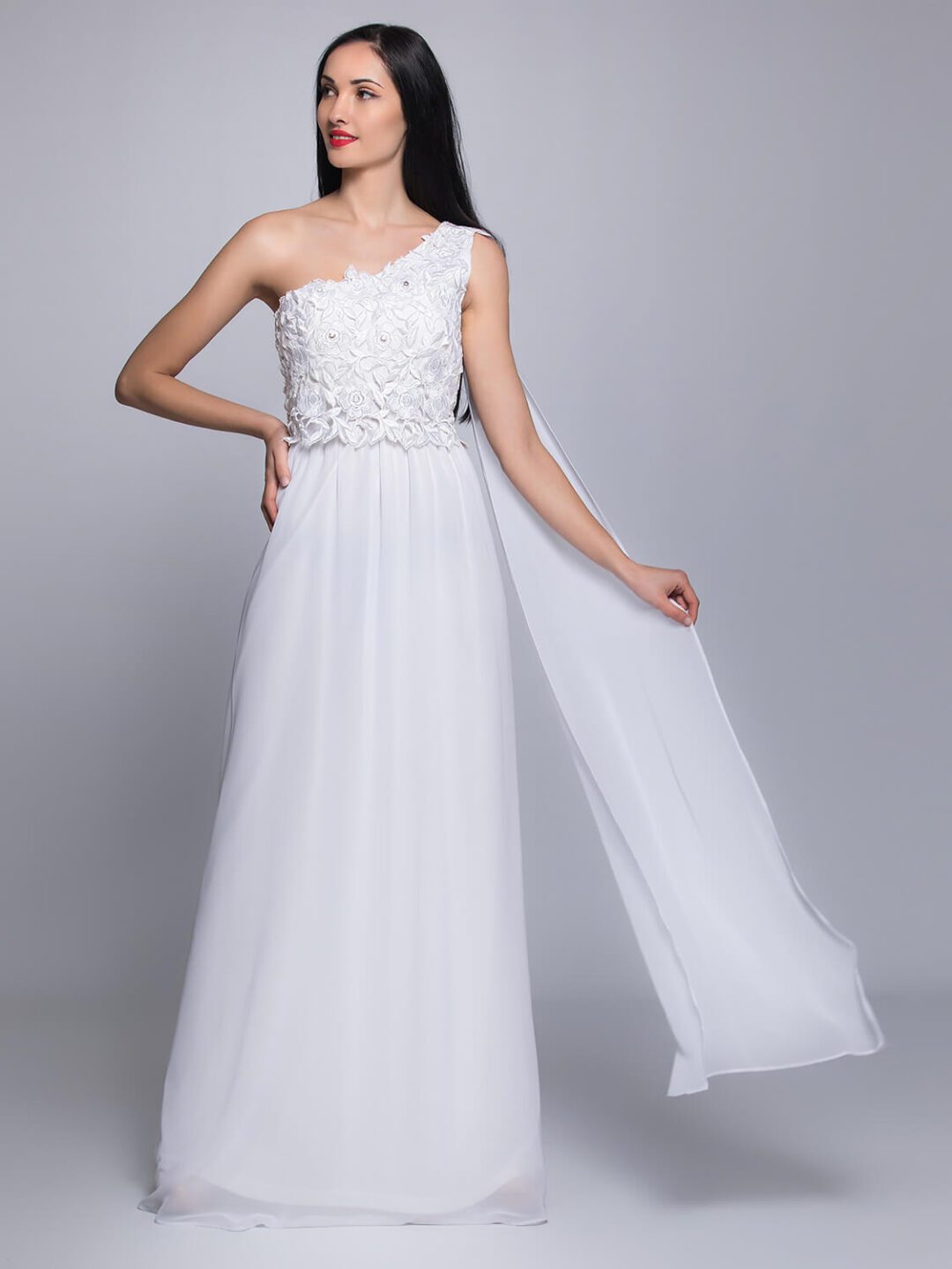 Αρχαιοελληνικό νυφικό από μεταξωτή μουσελίνα