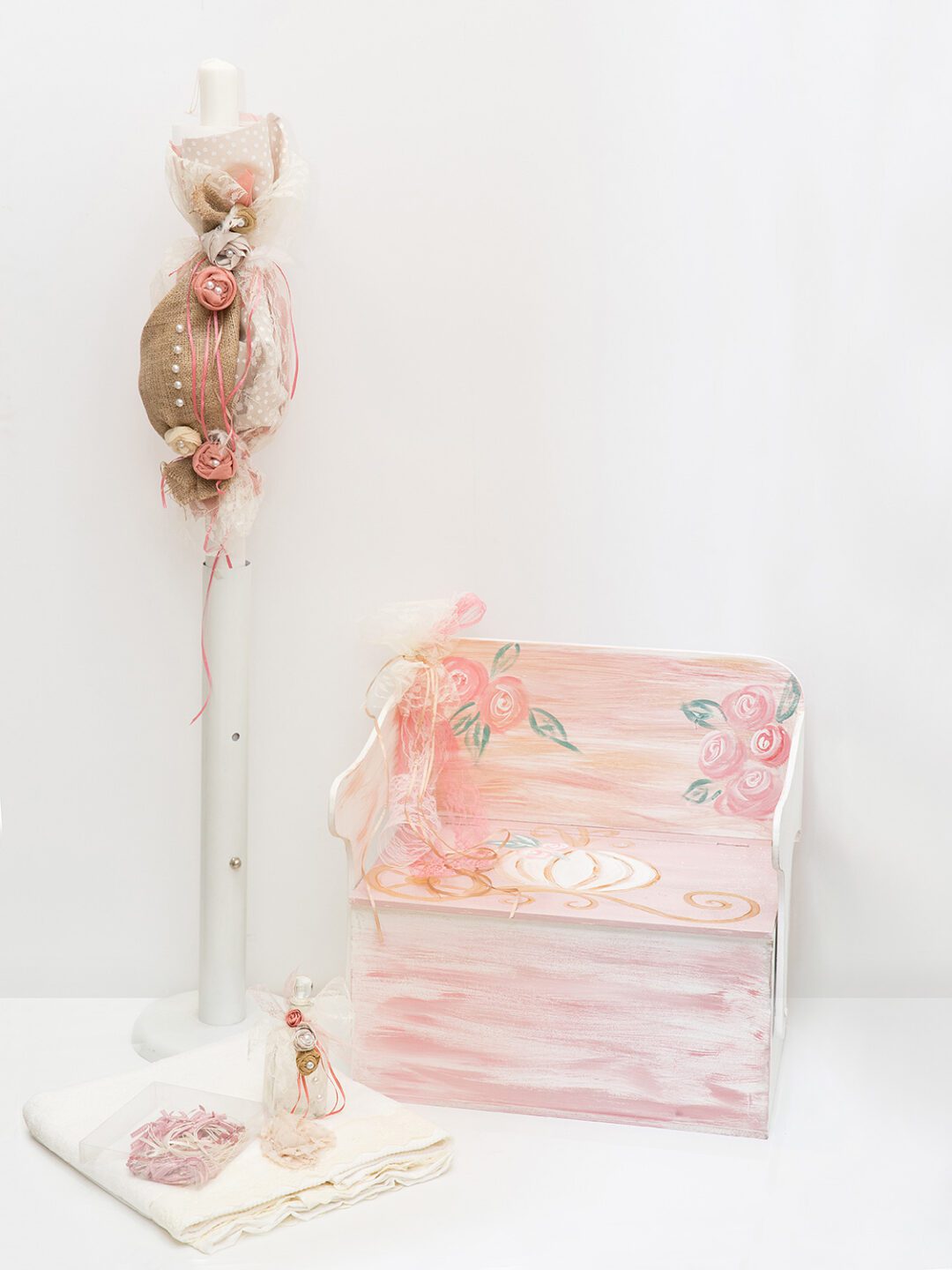 Σετ βάπτισης θρανίο με θέμα vintage λουλούδια