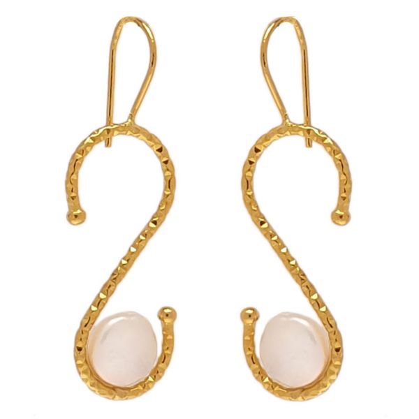 Σκουλαρίκια Επιχρυσωμένα Σφυρήλατα με Μαργαριτάρι