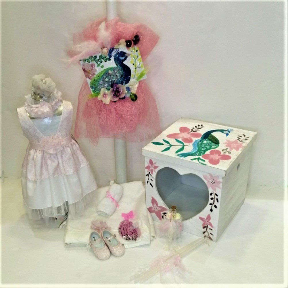 Πλήρες σετ βάπτισης με θέμα το Παγώνι