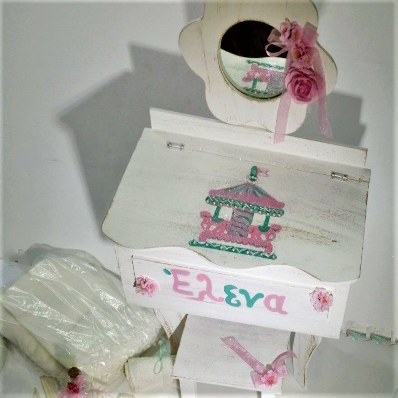 Σετ βάπτισης με καρουζέλ, με φόρεμα και παπούτσι