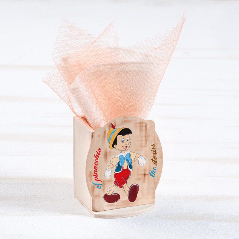Μπομπονιέρα ξύλινη μολυβοθήκη με τον Πινόκιο