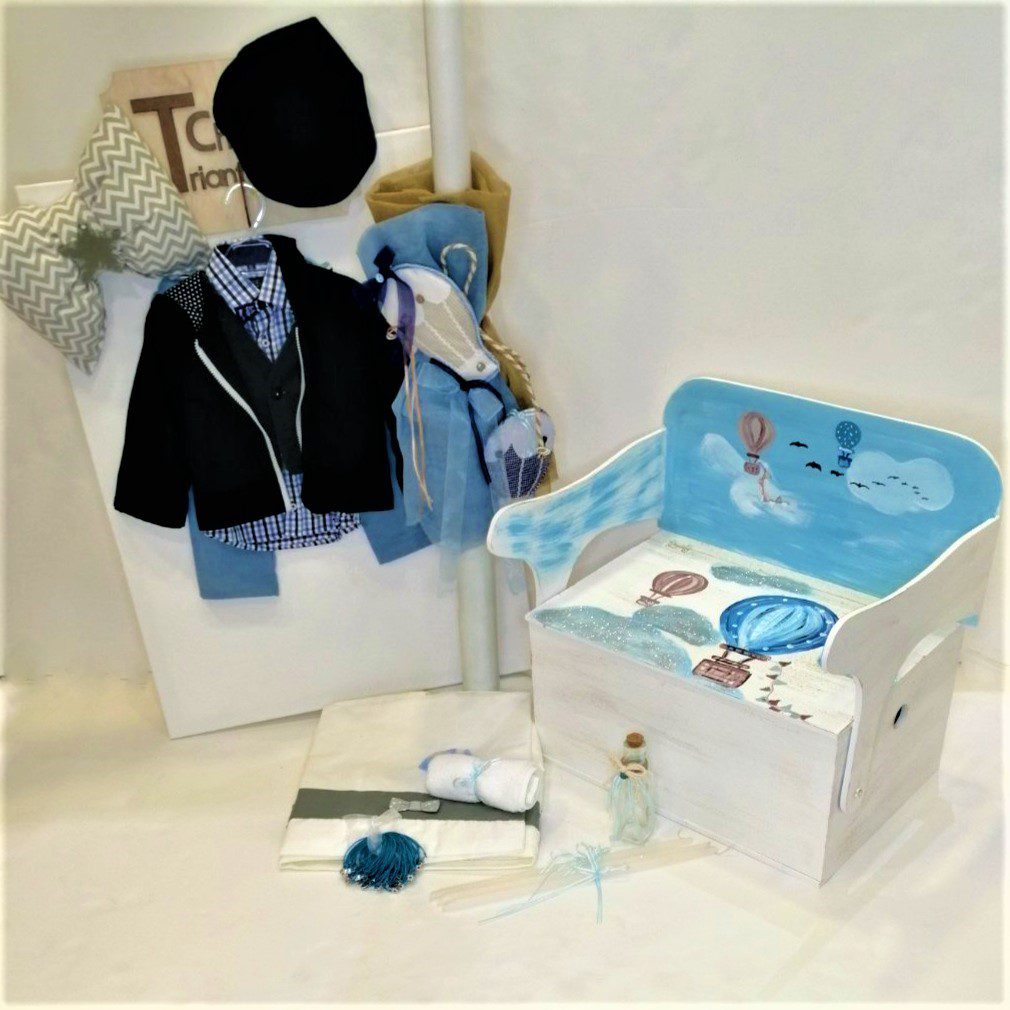 Σετ βάπτισης με θέμα το αερόστατο