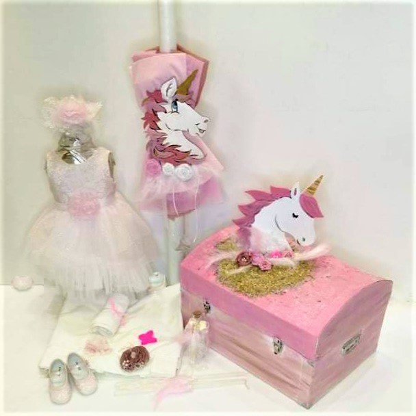 Σετ βάπτισης με θέμα το Μονόκερο