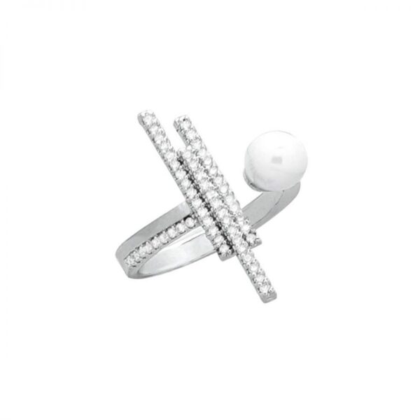 Δαχτυλίδι Επιχρυσωμένο με Πέρλα και Ζιργκόν