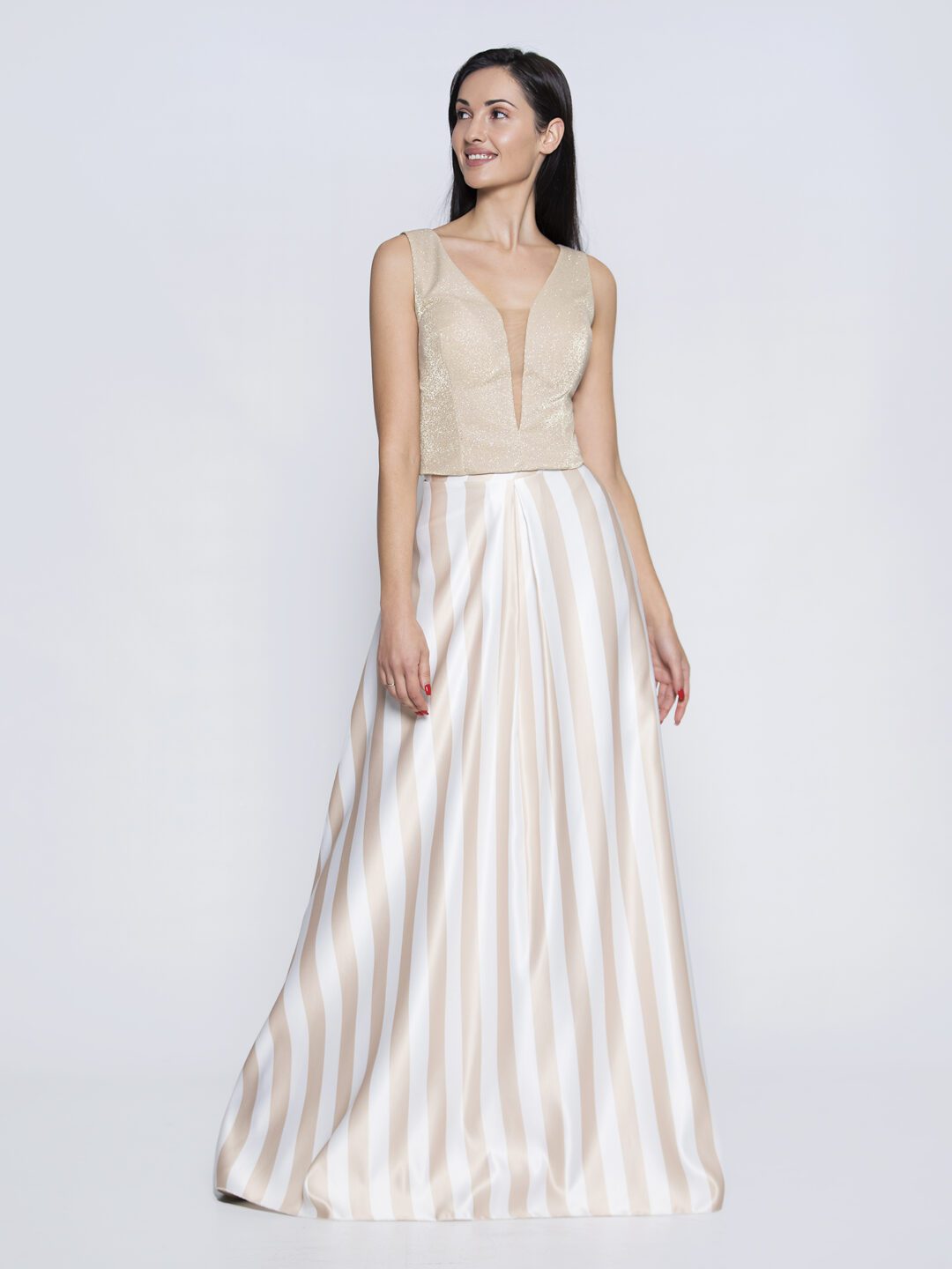 Γυναικείο μπούστο με χρυσόσκονη σε καφέ μπεζ και μαύρο. Ιδανικο σαν τοπ με μακριά φούστα