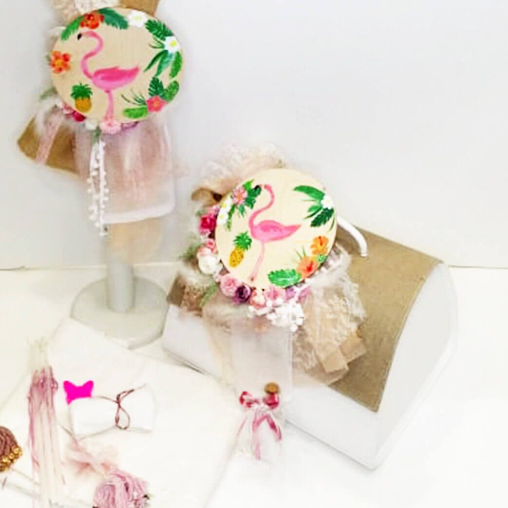 Πλήρες σετ βάπτισης με θέμα το φλαμινγκο