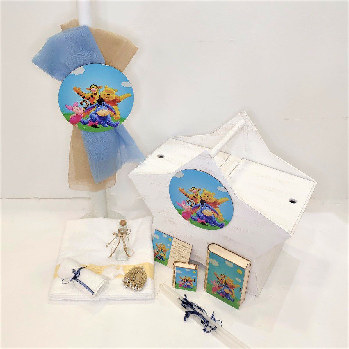 Σετ βάπτισης με ξύλινο αστεράκι και θέμα τον Γουίνι το αρκουδάκι και τους φίλους του - Winnie the pooh
