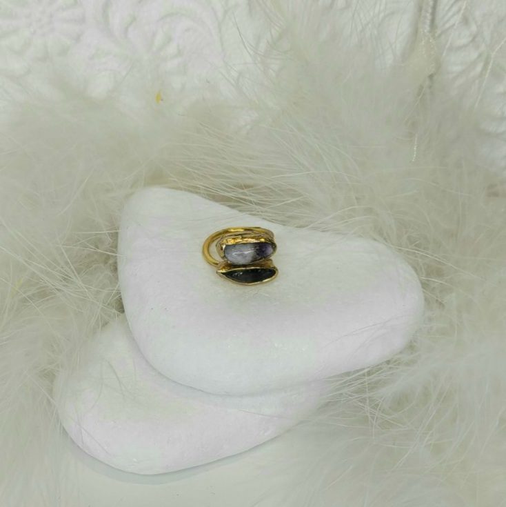 Επιχρυσωμένο Δαχτυλίδι με 2 πέτρες από φυσικά ορυκτά