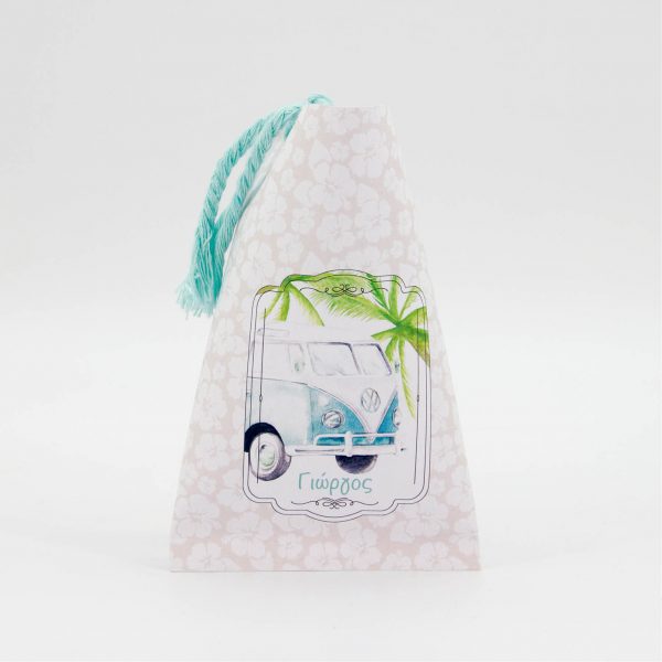 Κουτάκι σε σχήμα πυραμίδας για γλυκίσματα, για την θεματική διακόσμητη του Candy Bar της βάπτισής σας