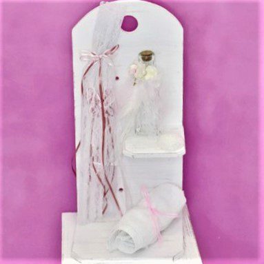 Σετ λαδιού και κεράκια βάπτισης με ξύλινη βάση