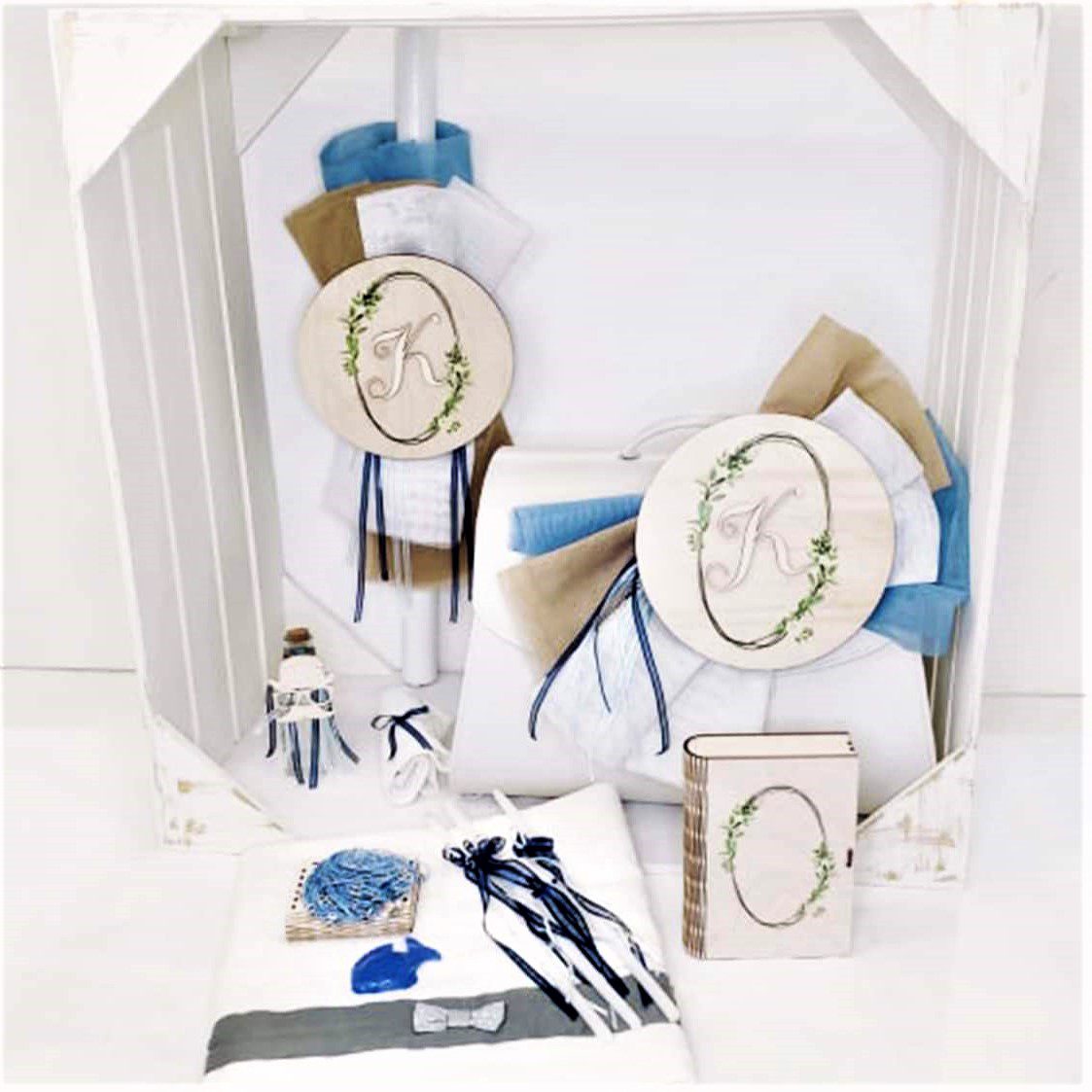 Πλήρες σετ βάπτισης με θέμα το Μονόγραμμα του ονόματος_Θεματική βάπτιση