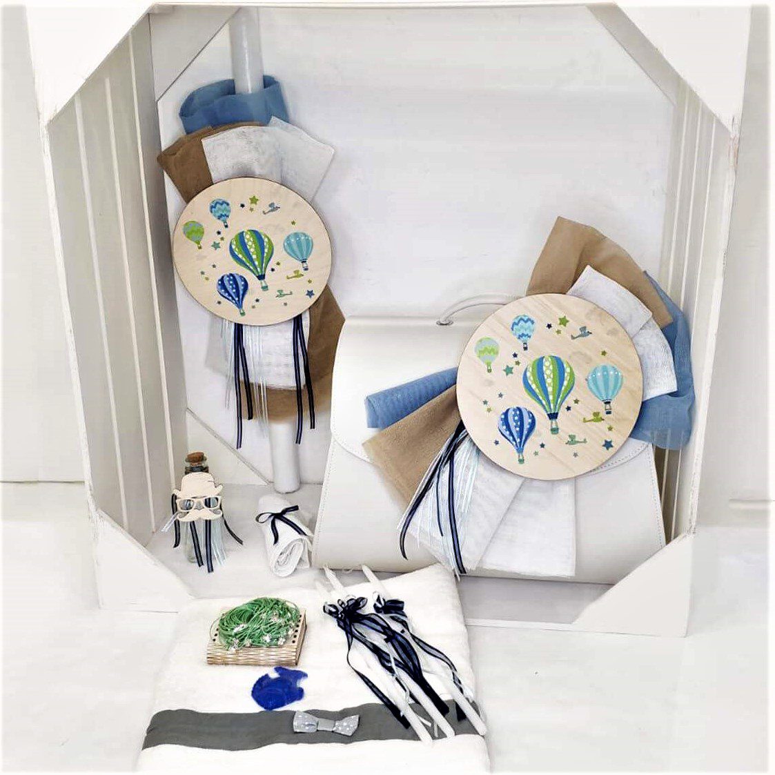 Πλήρες σετ βάπτισης με θέμα το αερόστατο