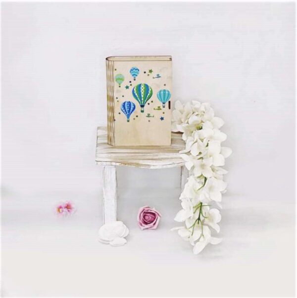 Ξύλινο κουτί μαρτυρικών για βάπτιση με ψηφιακή εκτύπωση το θέμα της βάπτισης