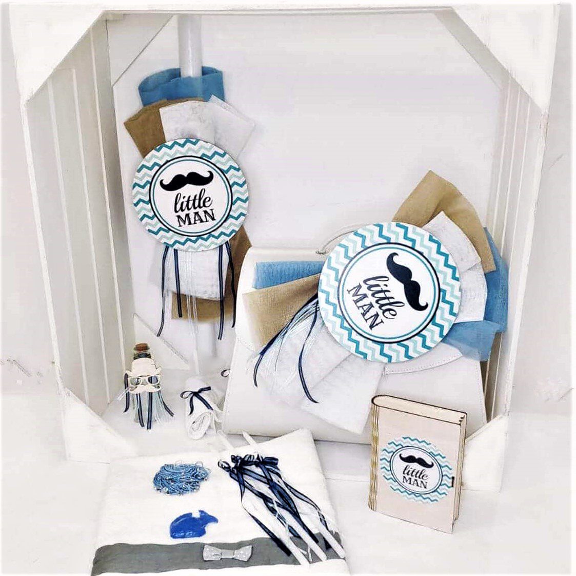 Πλήρες σετ βάπτισης για αγόρι με θέμα μικρός κύριος little man