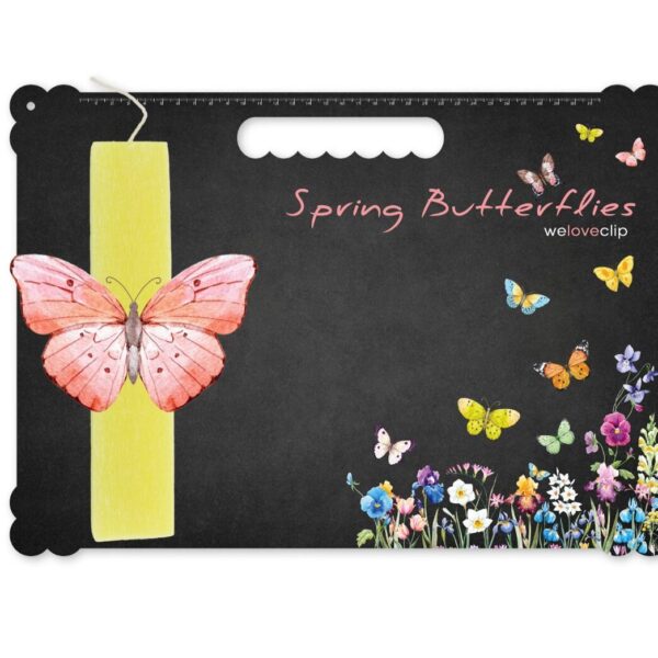 Πασχαλινή Λαμπάδα Πεταλούδες με μαυροπίνακα