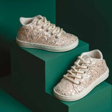 Παιδικά sneakers με παγιέτες σε ροζ χρυσό