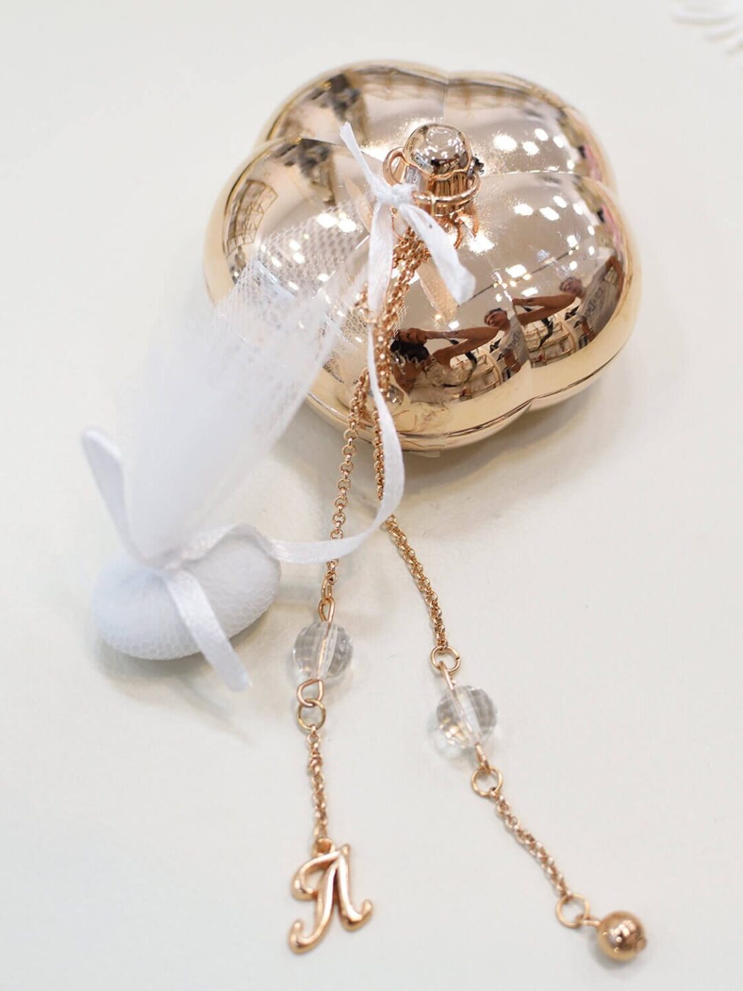 639843814_A-1 Μπομπονιέρα βάπτισης κολυκύθα επιχρυσωμένη με 24 καράτια και με αποθηκευτικό χώρο