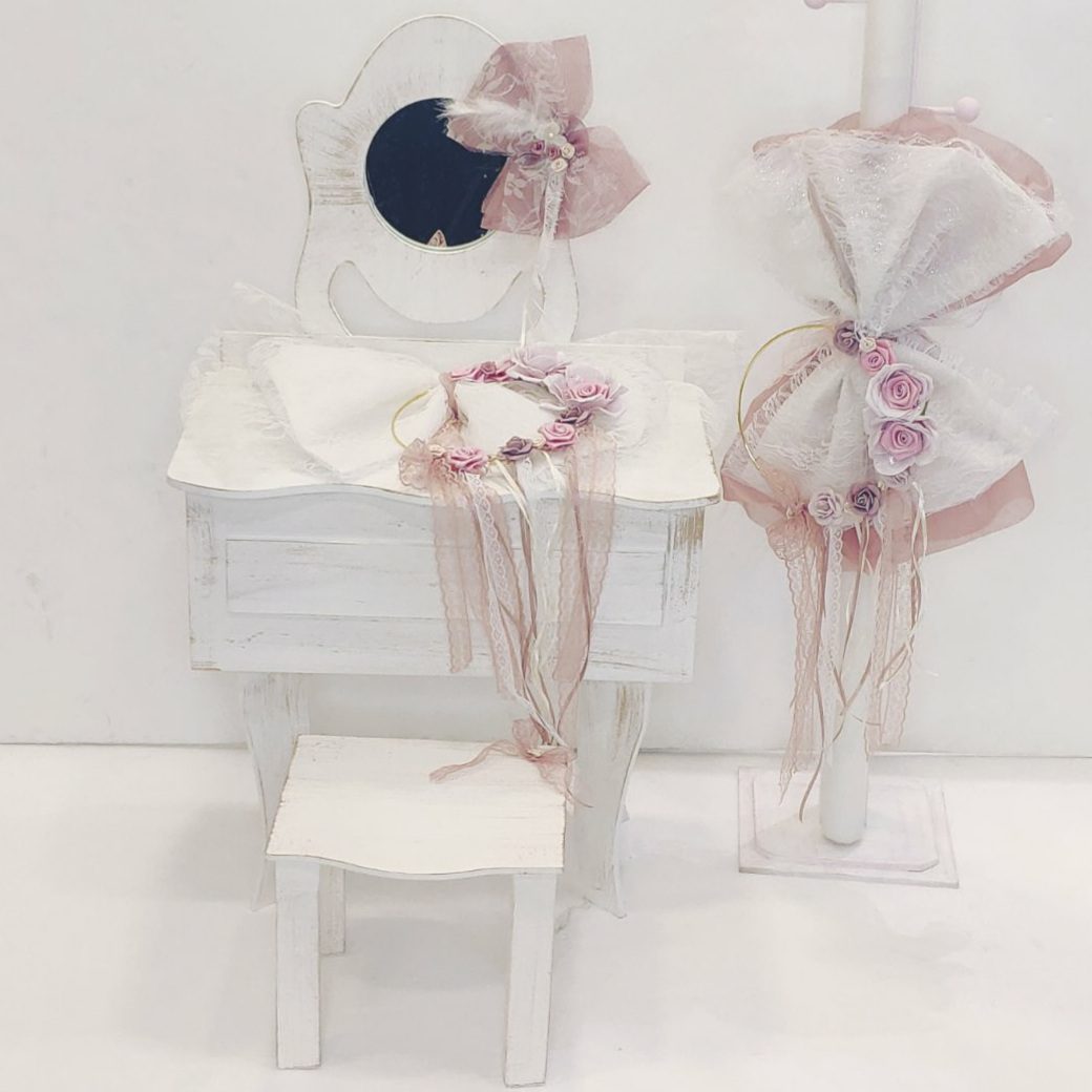 Πλήρες σετ βάπτισης vintage με λουλούδια