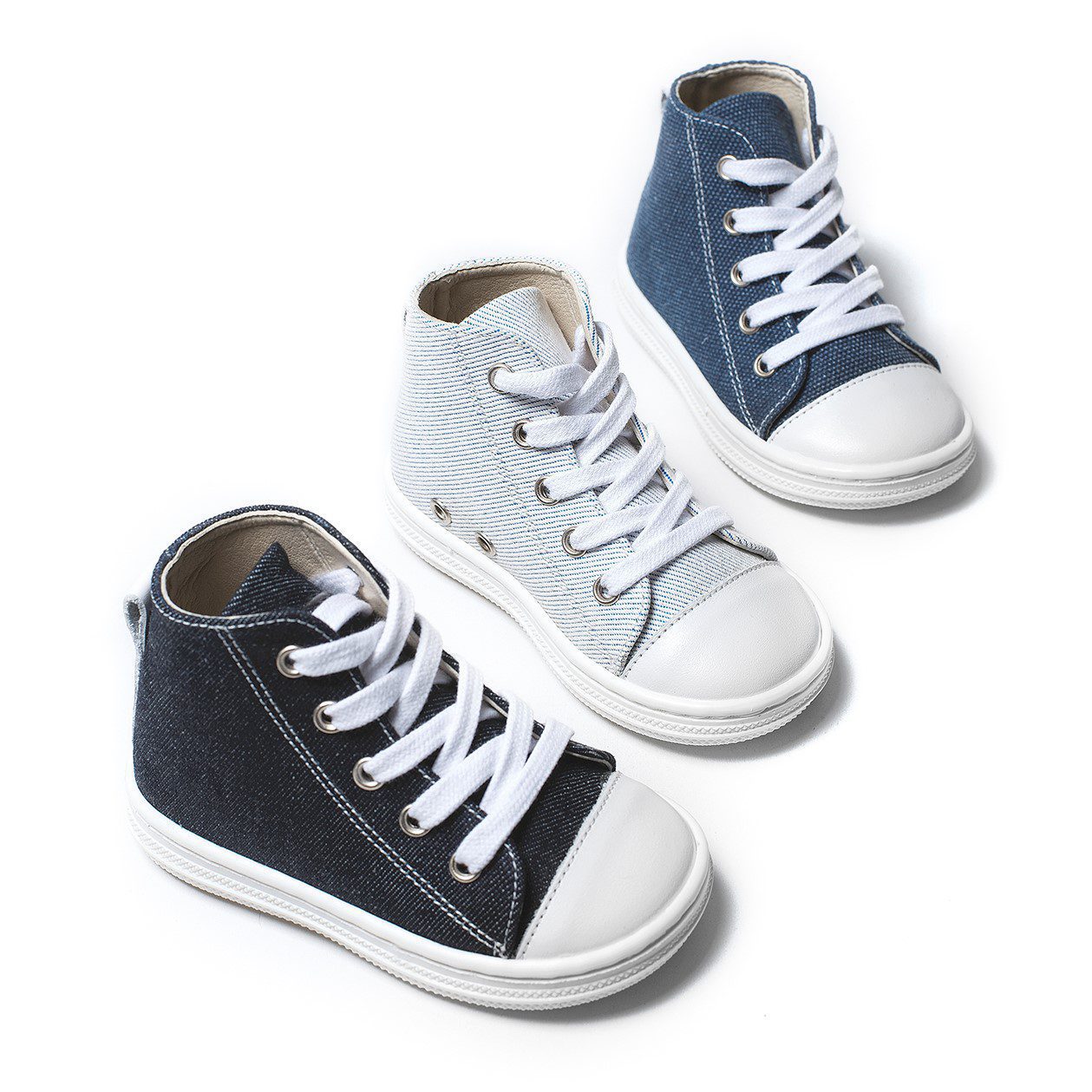 Βαπτιστικά παπούτσια για αγόρι τζιν μποτάκι με κορδόνια