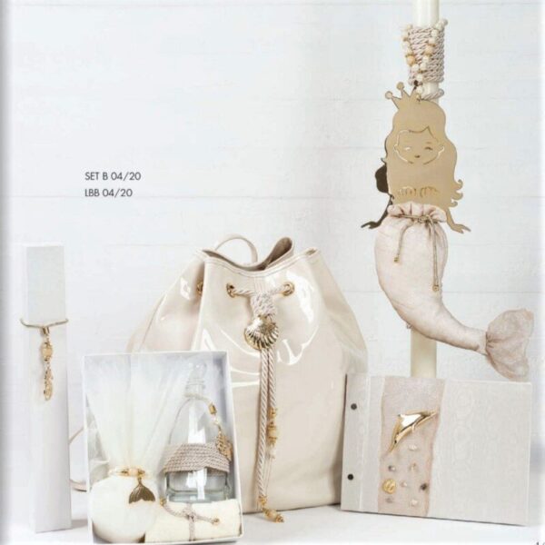 Exclusive σετ βάπτισης Tresento με επίχρυσα 24k διακοσμητικά_Γοργόνα