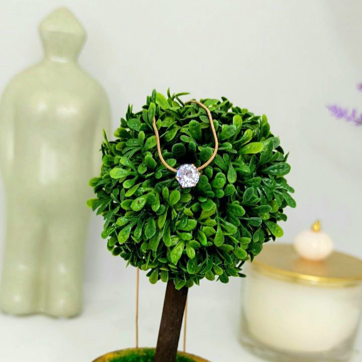 Επίχρυσο κολιέ με ζιργκόν, αλυσίδα 40 εκ. Χειροποίητη δημιουργία