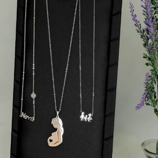 Επίχρυσο κολιέ με σχέδια για τη μαμά και την νονά, αλυσίδα 40 εκ. Χειροποίητη δημιουργία