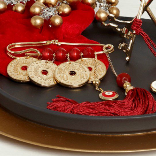 Γούρι 2022 παραμάνα με τυχερές δεκάρες , διακοσμητικά στοιχεία επιχρυσωμένα με 24 καράτια , με σατέν κορδόνι και μεταξωτή φούντα. Μήκος 12εκ. Ένα πολυτελές γούρι, ιδανικό δώρο για το σπίτι ή το γραφείο. Ένα υπέροχο γιορτινό δώρο για τα αγαπημένα μας πρόσωπα!