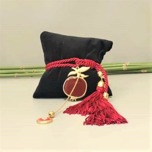 Γούρι 2023 βελούδινο μαξιλαράκι με γούρι ρόδι