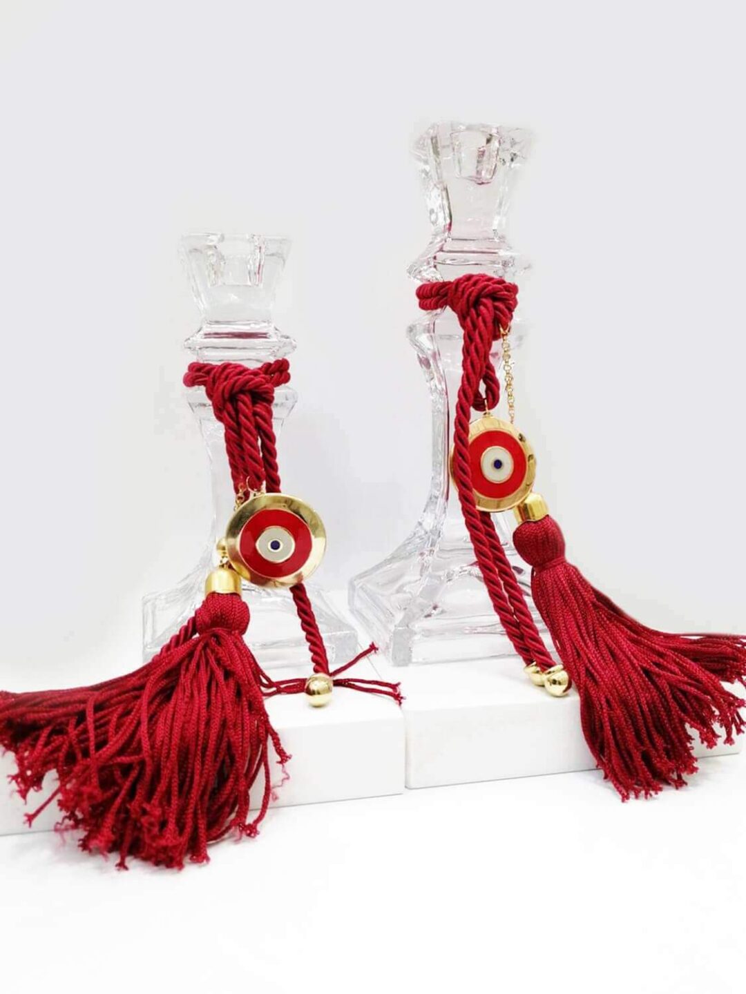 Κηροπήγια με επίχρυσο κόκκινο γούρι με μάτι