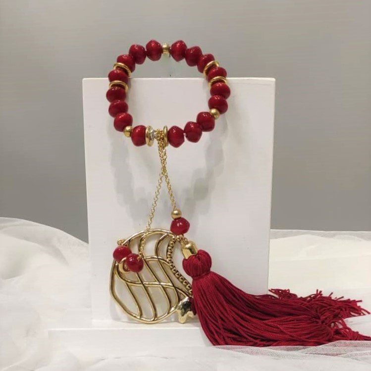 Γούρι 2023 επίχρυσο με 24Κ με ρόδι και χάντρες