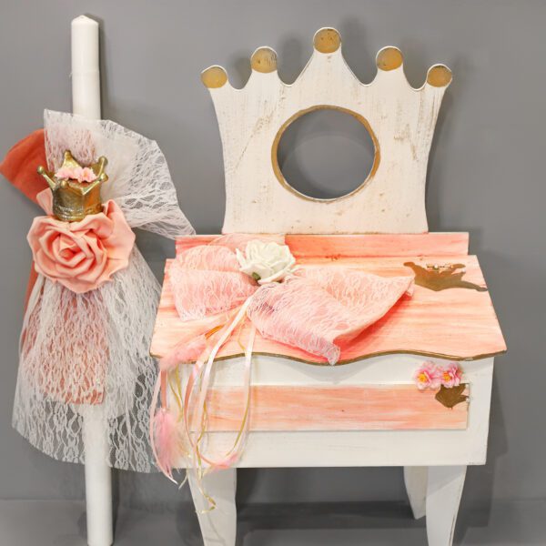 Πλήρες σετ βάπτισης vintage μπουντουάρ κορώνα με λουλούδια, σε σομόν