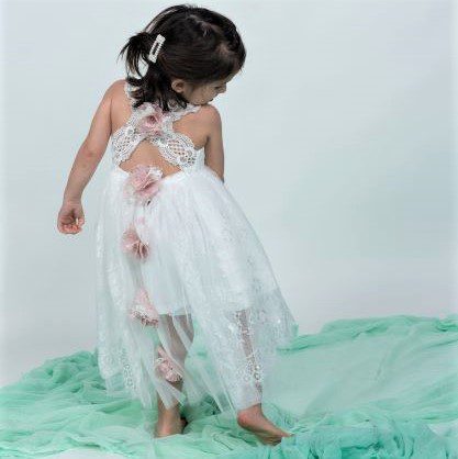 Vintage βαπτιστικό φόρεμα με ουρά