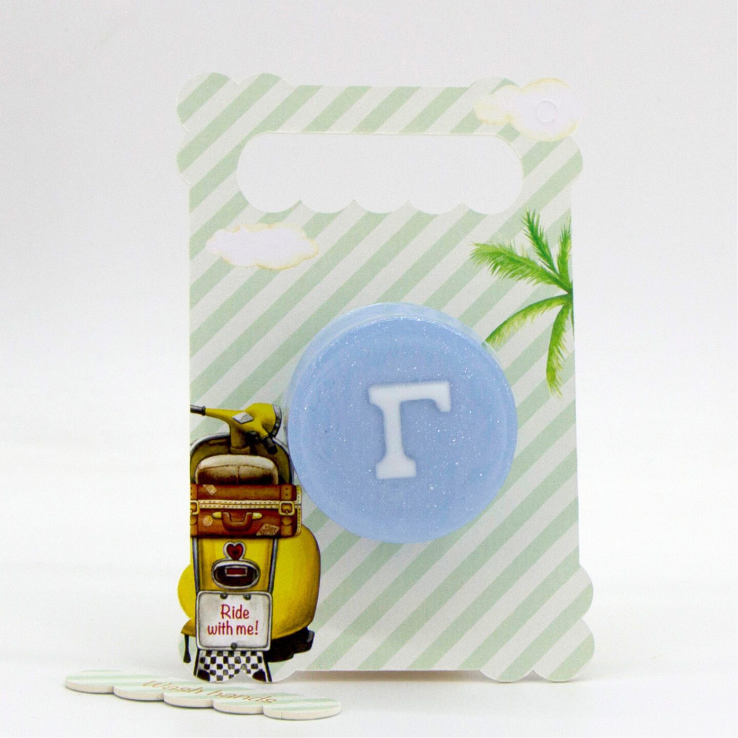 Αρωματικό σαπούνι μονόγραμμα και τυπωμένη θεματική πλάτη ιδανικό για μπομπονιέρα