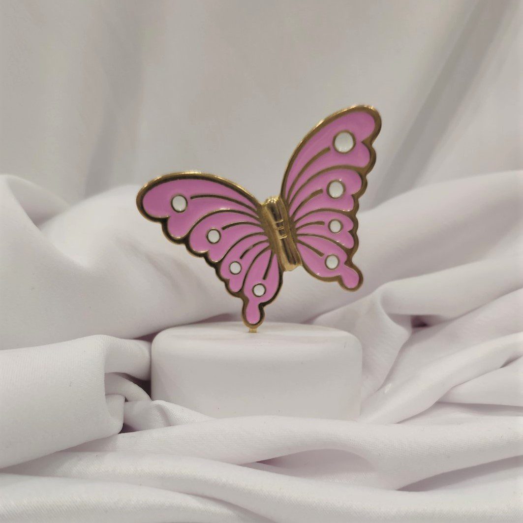 Μπομπονιέρα με λευκό βότσαλο και επίχρυση Πεταλούδα