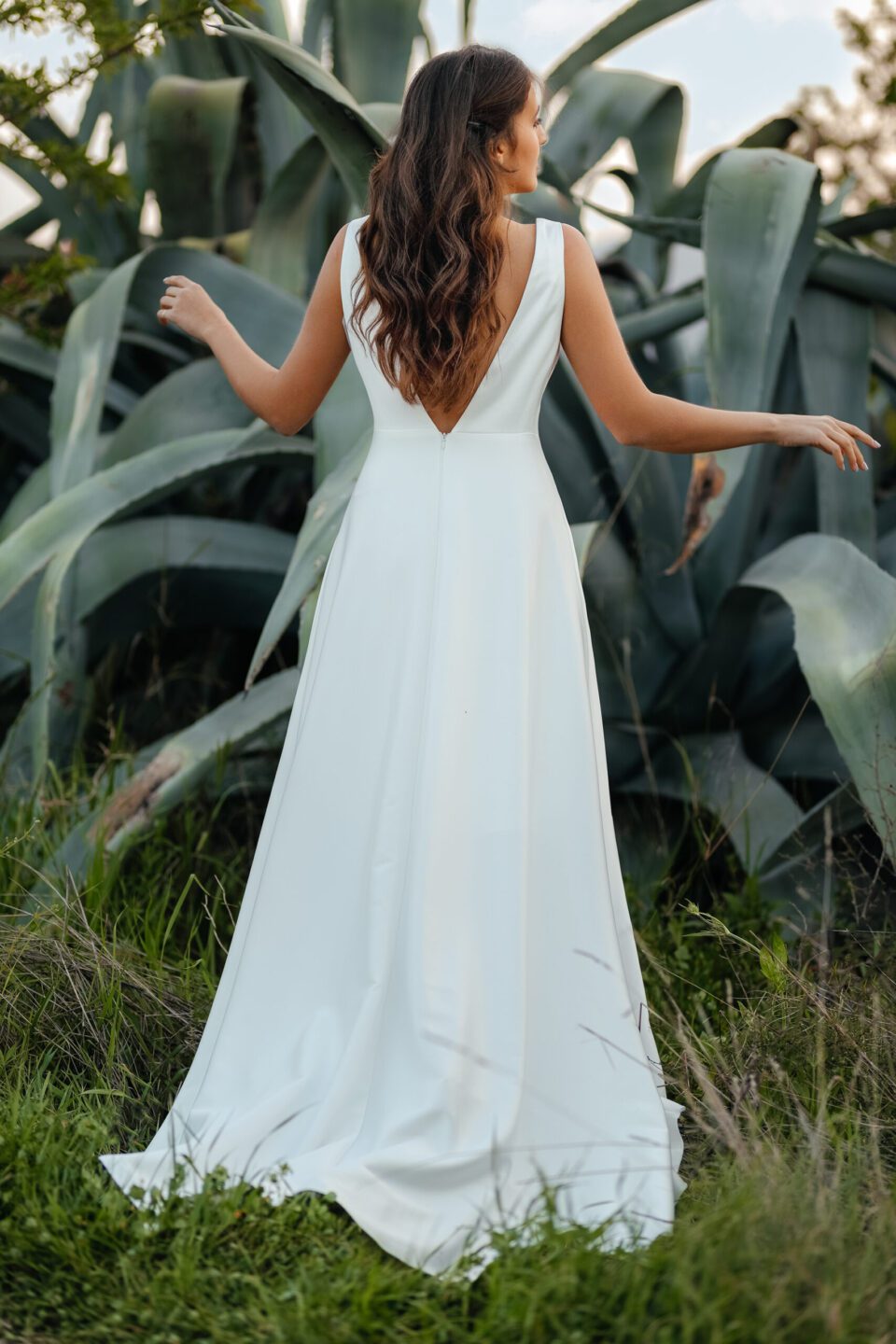 Νυφικό φόρεμα σε Άλφα γραμμή από μεταξωτό Ρασμίρ