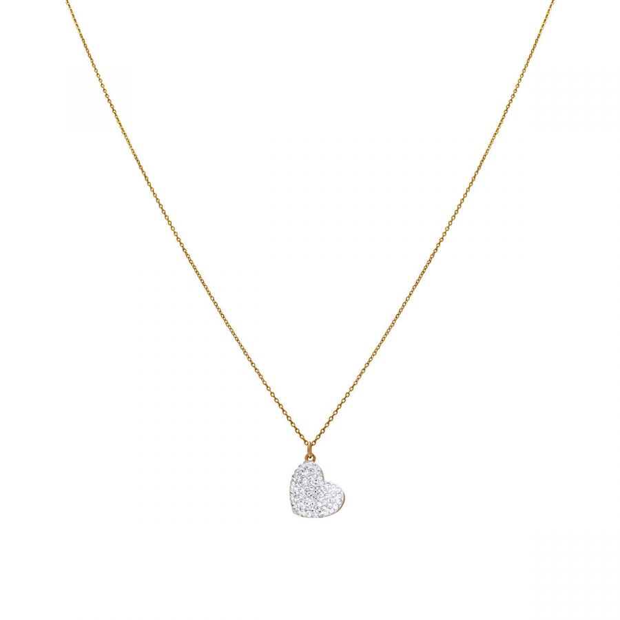 Κολιέ από Ατσάλι με Καρδιά και Ζιργκόν | Χρυσό