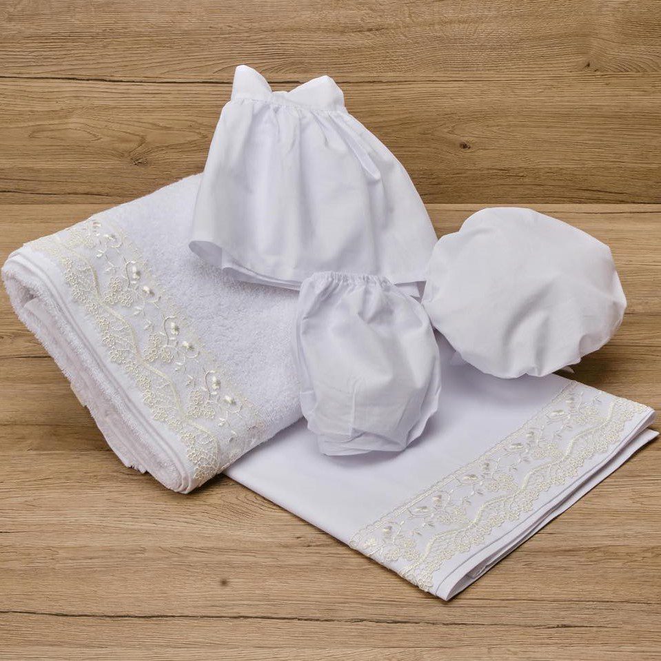 Σετ Λαδόπανα βάπτισης με δαντέλα