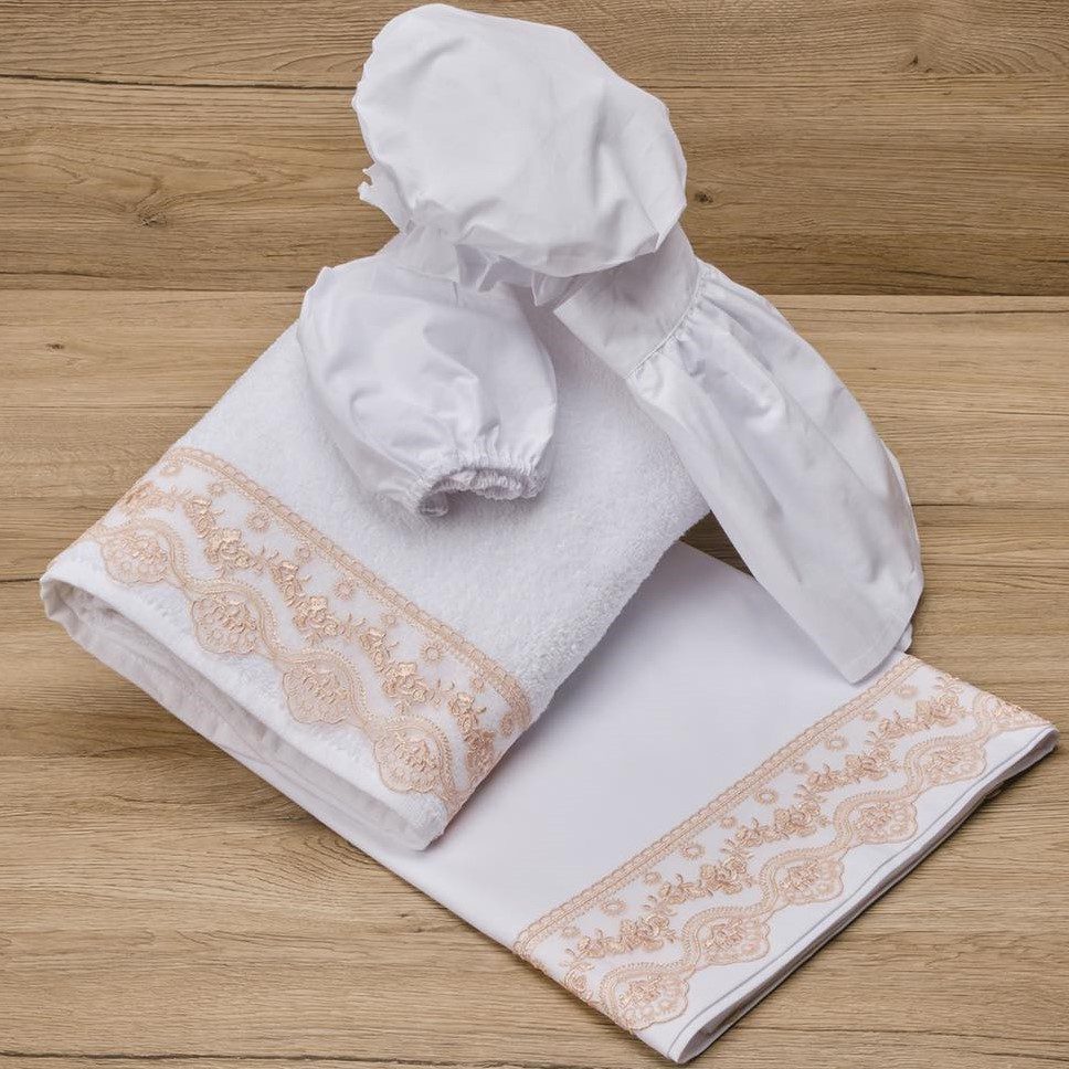 Σετ Λαδόπανα βάπτισης με δαντέλα