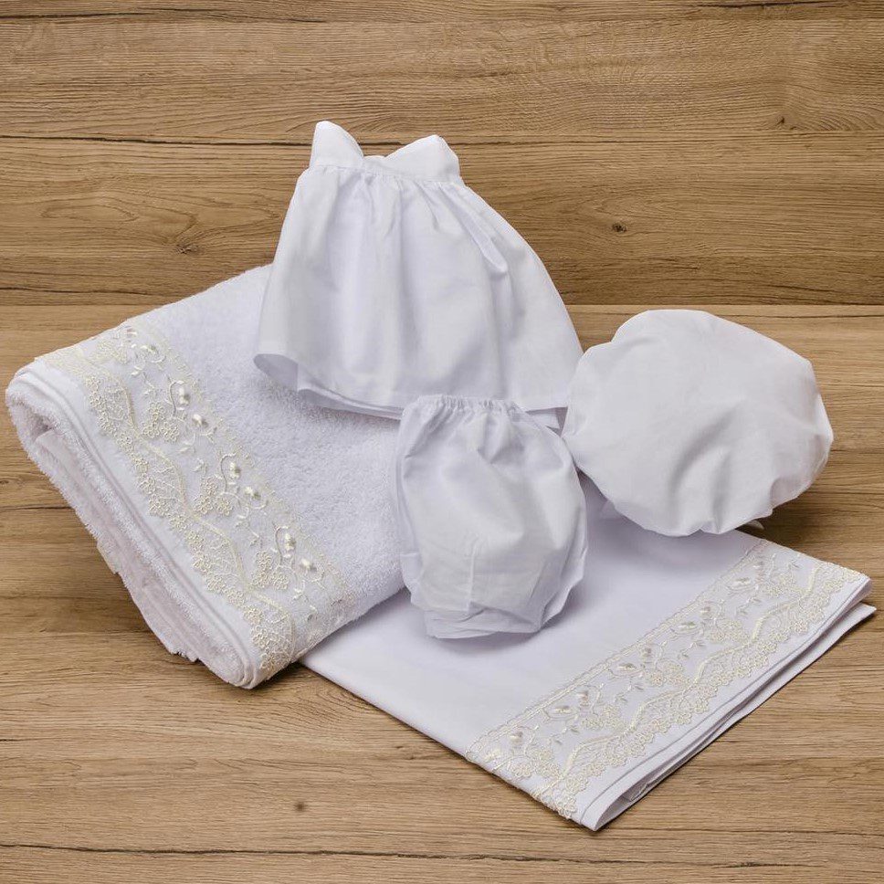 Σετ Λαδόπανα βάπτισης με δαντέλα