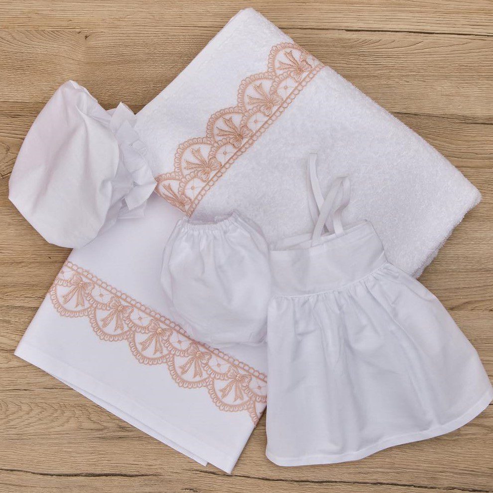 Σετ Λαδόπανα βάπτισης με δαντέλα