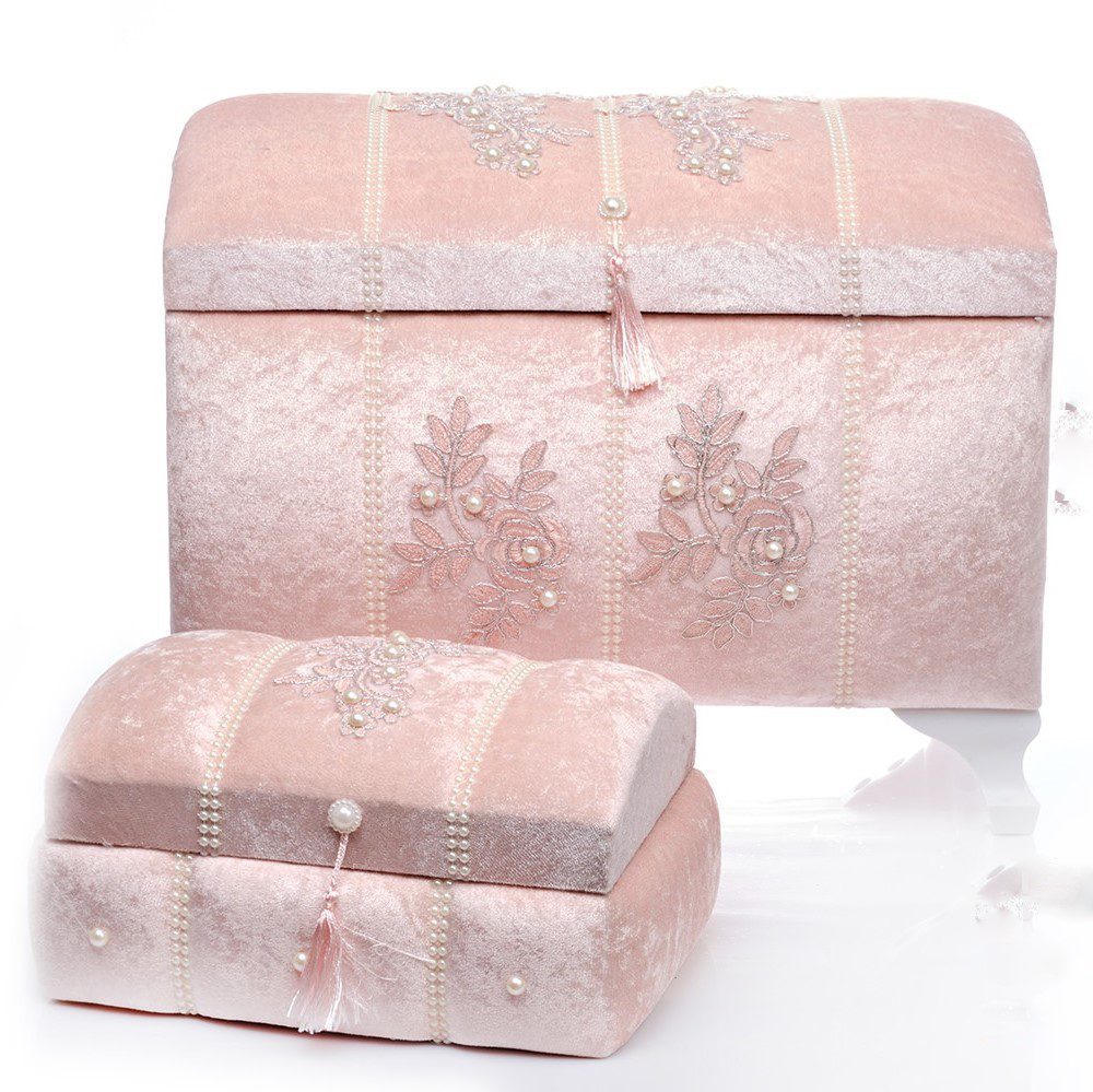 Πλήρες σετ βάπτισης Vintage με βελούδινο μπαούλο