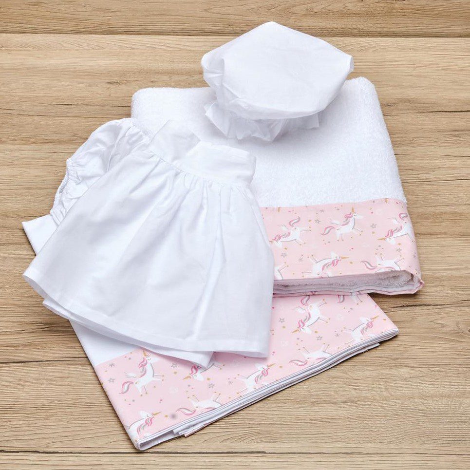 Σετ Λαδόπανα βάπτισης με Μονόκερους Unicorn