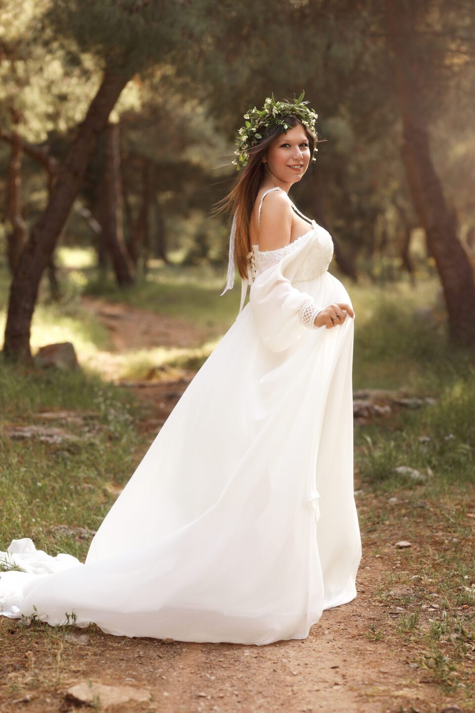 Αέρινο Νυφικό έξωμο ιδανικό και για εγκυμοσύνη S-3XL plus size μεγαλα μεγεθη ιδανικο και για πολιτικό και θρησκευτικό γάμο