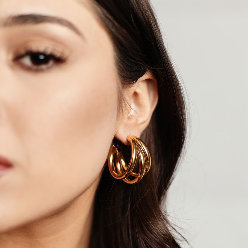 Τριπλά κρικάκια επιχρυσωμένα με 18 καράτια