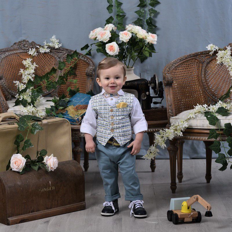 Βαπτιστικό κοστούμι σε μπλε γκρι